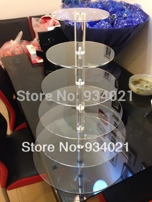 

2015 High quality HIGH CLEAR 6 tiers acrylic cake stand for cup cake party decoration