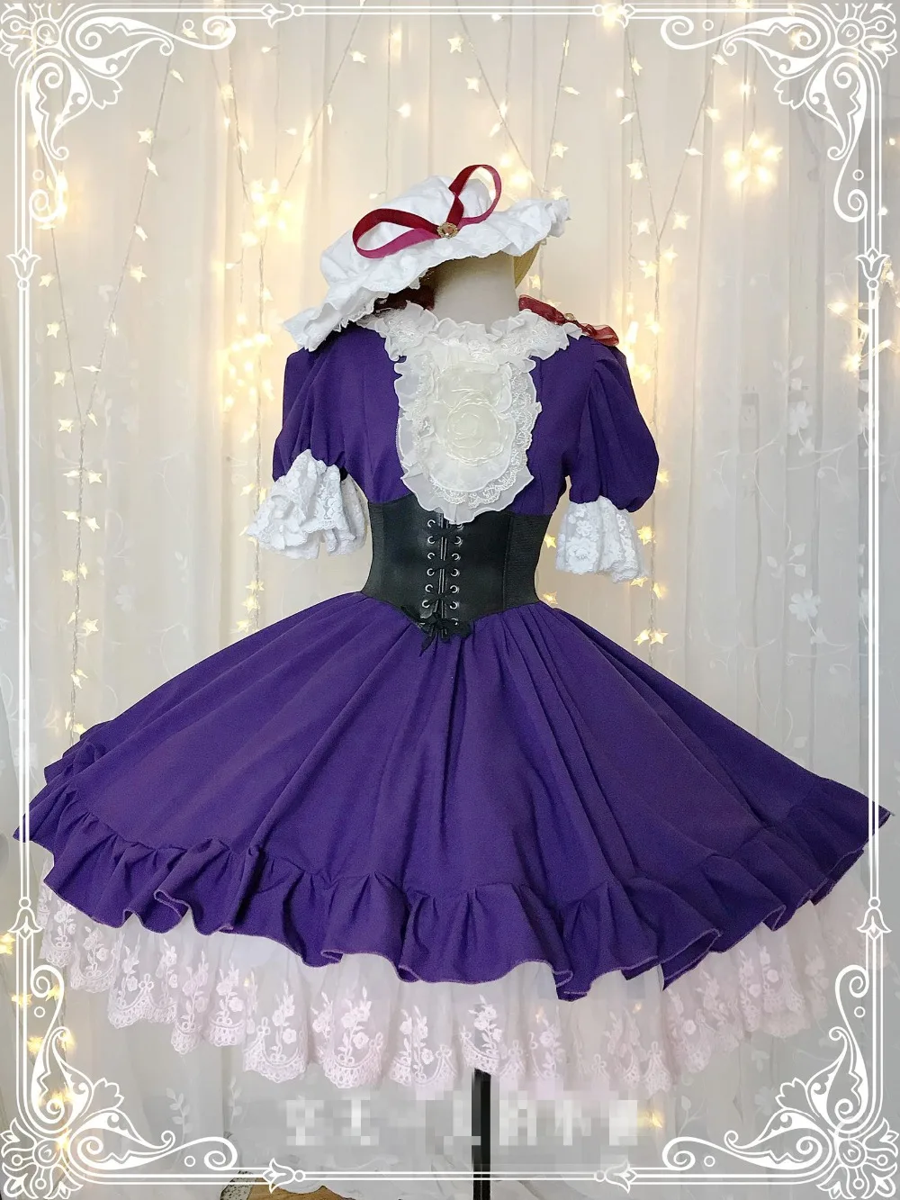 TouHou Project cos Юкари Якумо костюм для косплея фиолетового цвета кружевное платье