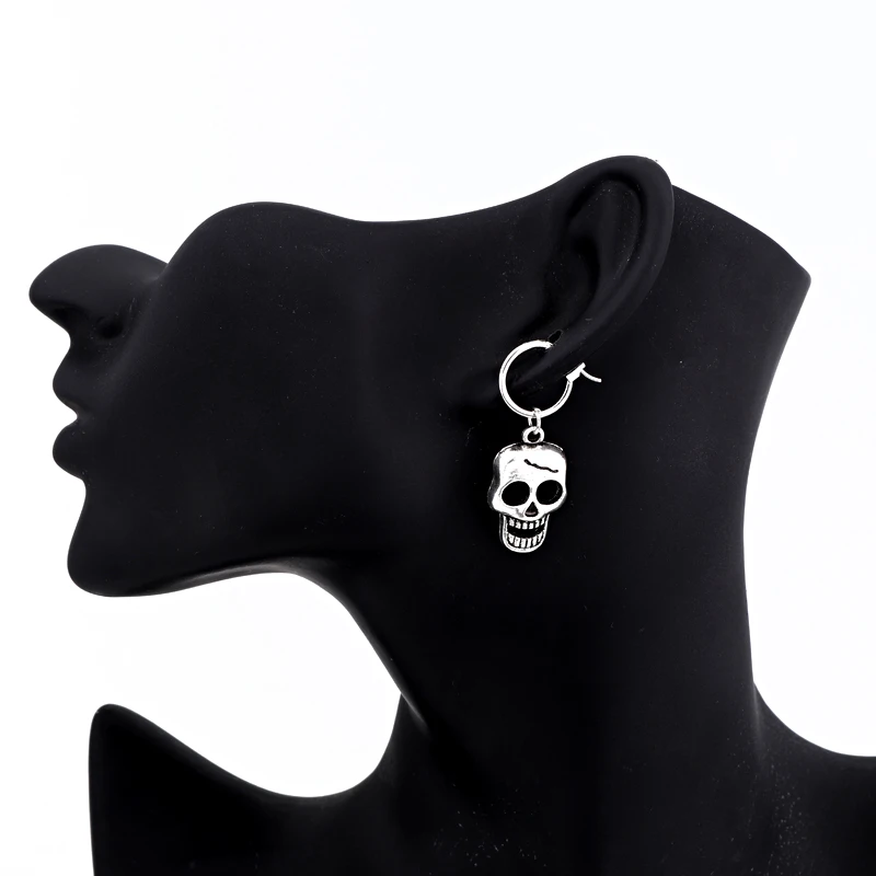 Dayoff Vintage Dinosaur Skeleton Skull Leopard Hoop Earrings Men Jewelry Cute Animal Sword Pendant Circle Earring Gift E290