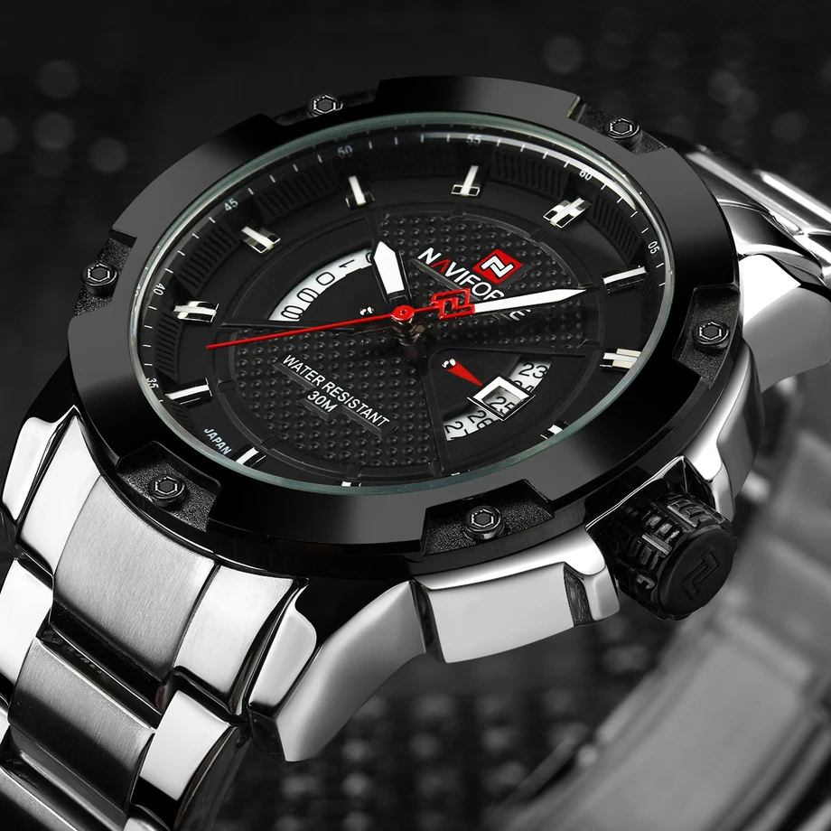 Часы наручные NAVIFORCE Мужские кварцевые Брендовые спортивные водонепроницаемые