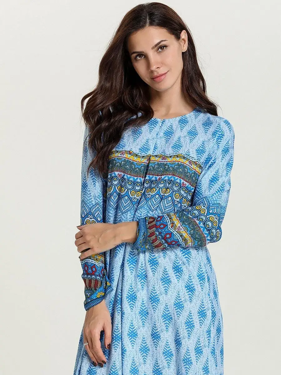 Женское длинное платье на молнии спереди кафтан с мусульманским принтом Абайи