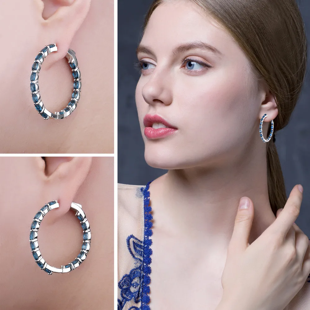 Jewelrypalace огромный 13.5ct натуральный londun голубой топаз Серьги-кольца Подлинная