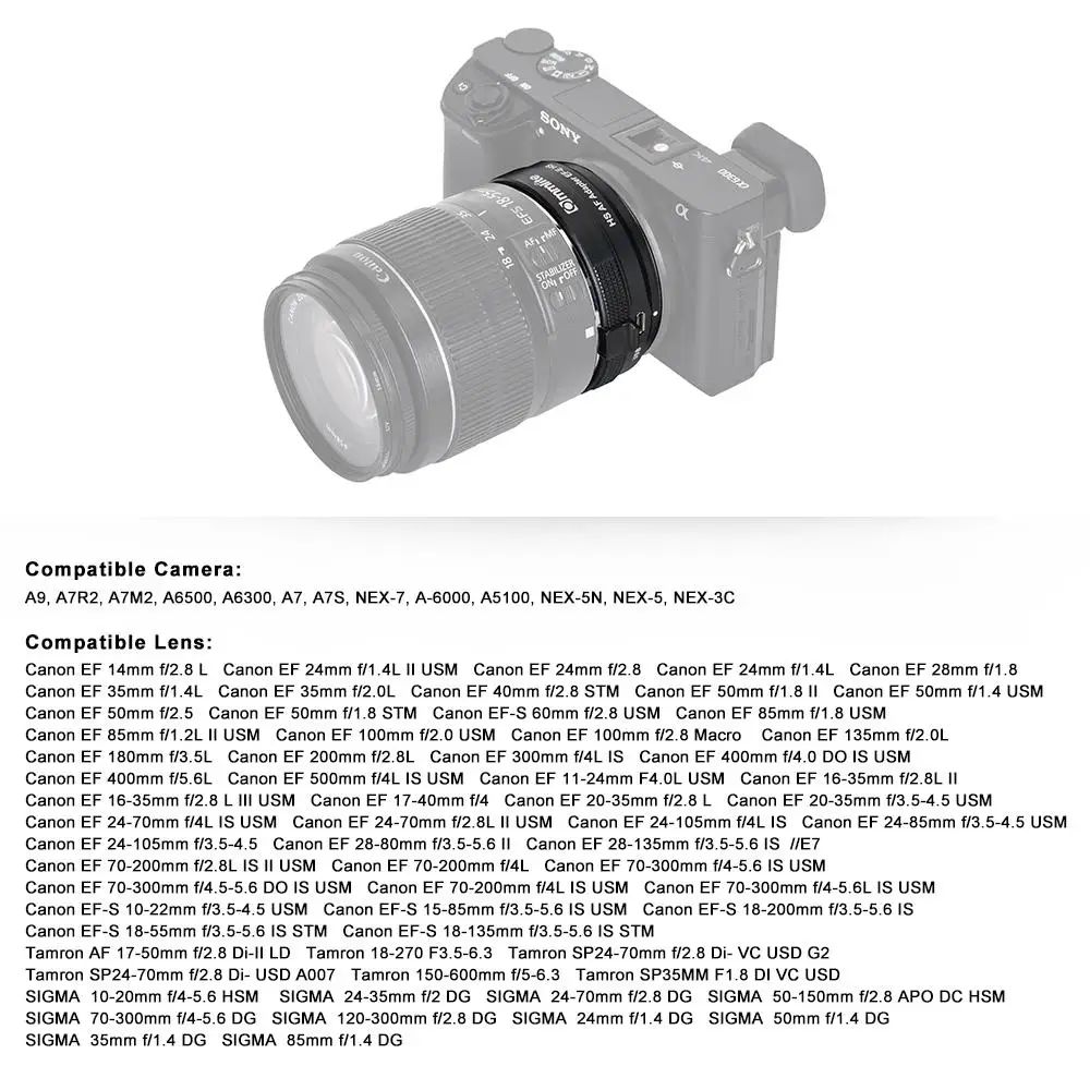 Адаптер BEESCLOVER Commlite CM-EF-E HS с автофокусом для объектива Canon EF/EF-S Len для sony E камер адаптер крепления объектива r25