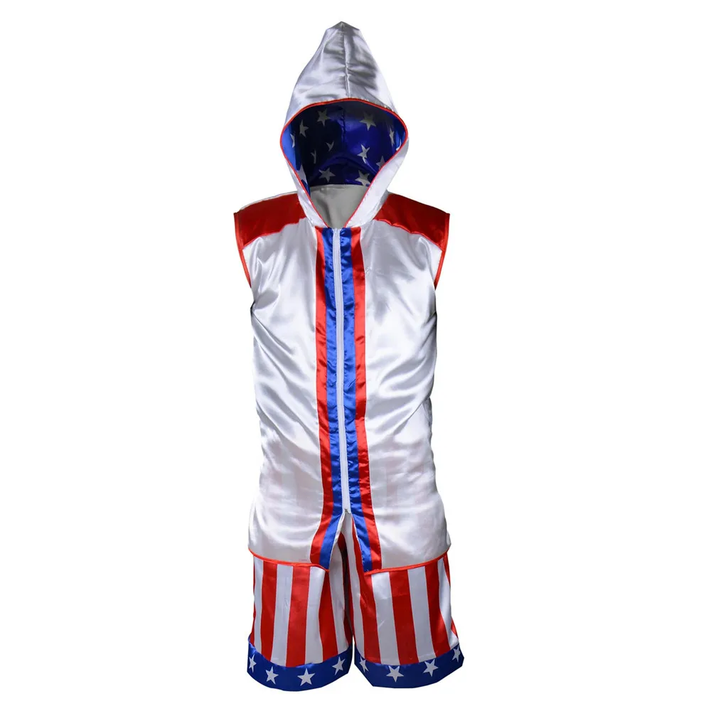 A set Дети боксерский костюм Creed 2 костюм Адонис Джонсон костюм для бокса для мальчиков Спортивная форма Creed месть костюм для косплея, толстовка с капюшоном с короткими - Цвет: A set