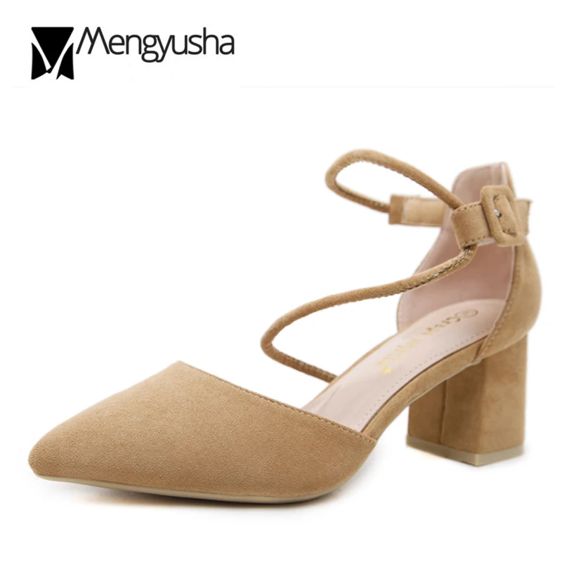 Пикантные босоножки с вырезами mujer на высоком толстом каблуке острым носком