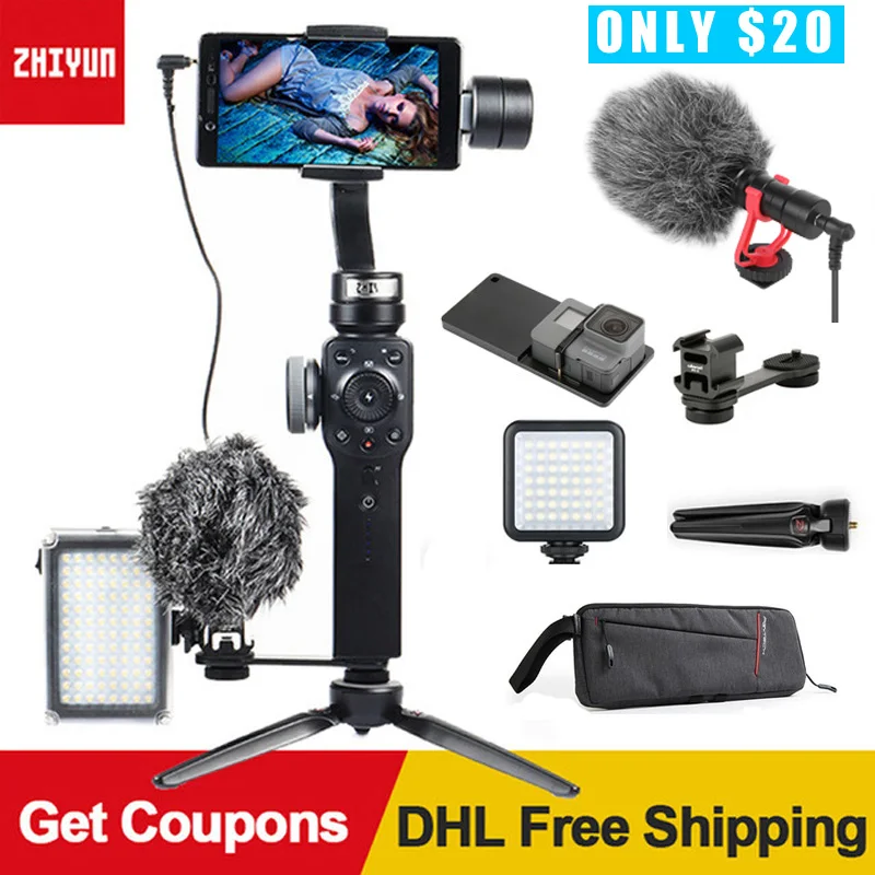 Zhiyun Smooth 4 3-осевой ручной шарнирный стабилизатор для камеры телефона разных цветов с шарнирным соединением для смартфона для iPhone X XS huawei Xiaomi samsung S8 7 PK feiyutech vimble 2