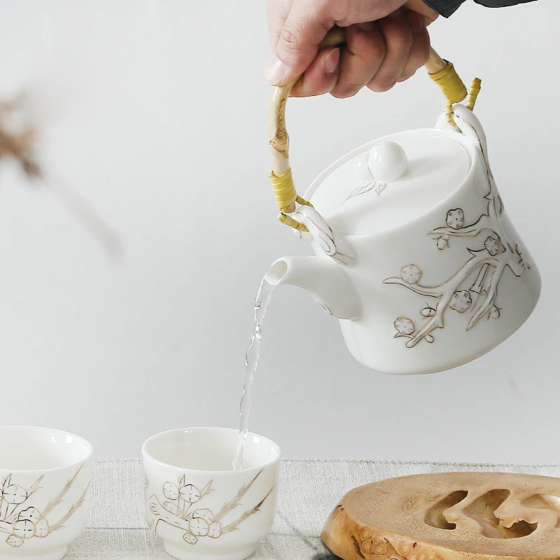 500 мл большой емкости японский стиль балка чайный горшок Слива пуэр керамическая