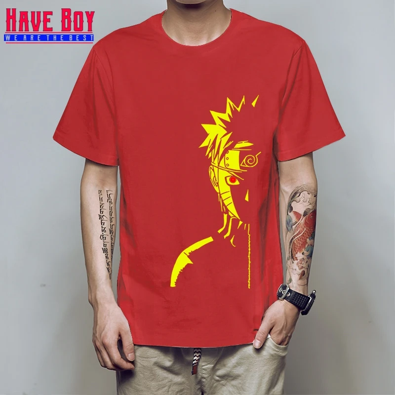 HAVE BOY Мужская модная футболка брендовые летние футболки Наруто Shippuden Red Sun аниме полосатая мужская футболка хлопок топ тройники HB196