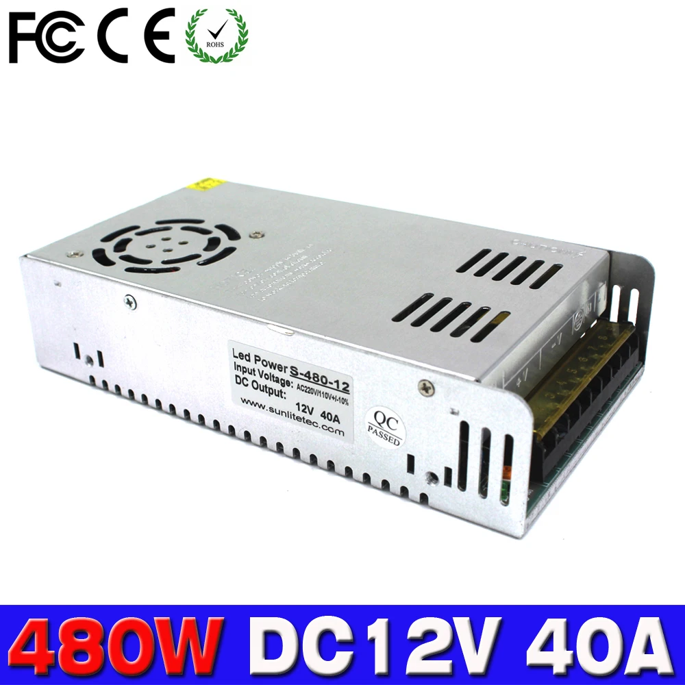 Импульсный источник питания 12 В 40 А 480 Вт светодиодный драйвер 110 220 AC DCSMPS