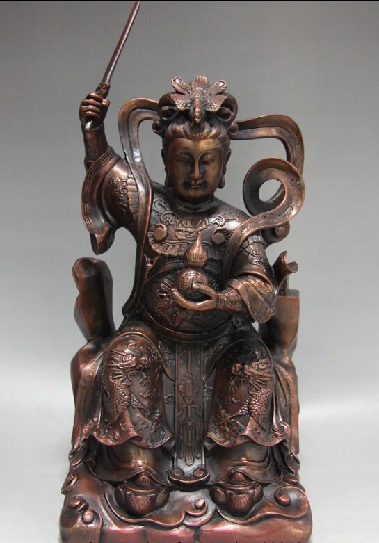 Bi001911 Китайская народная миф красная медь бронза Xuan Tian saintess королева мать Будда