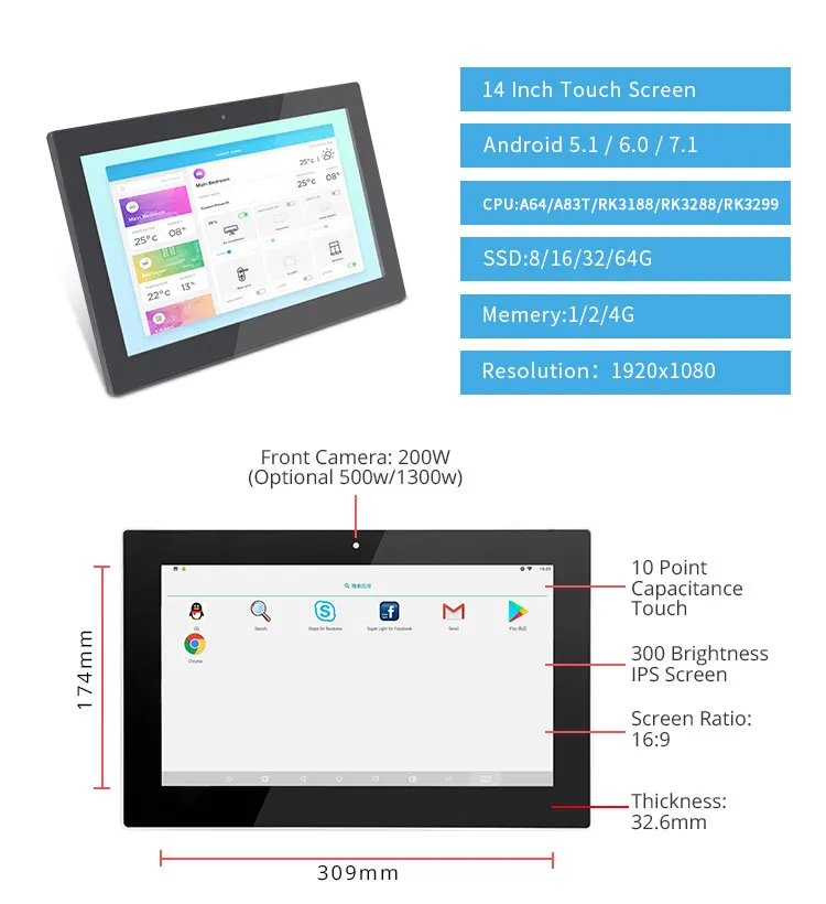 Планшетный ПК Android 14 дюймов 15 android моноблок сенсорный экран | Компьютеры и офис