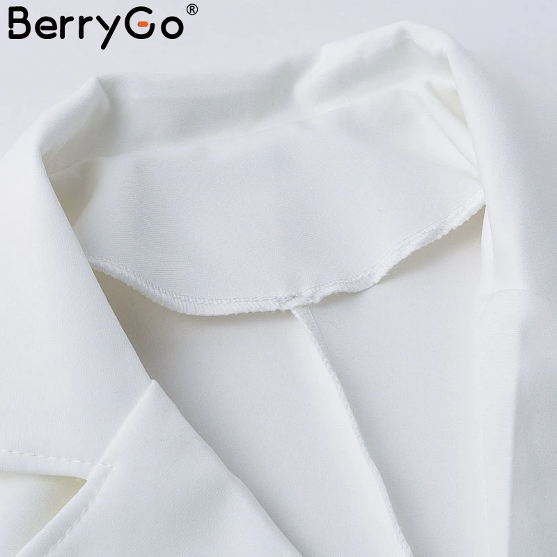 BerryGo элегантное двубортное женское платье офисный блейзер с отложным воротником