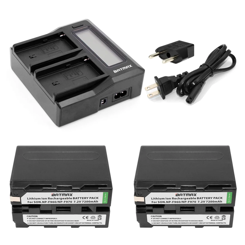 

2pcs NP-F970 F970 NP-F960 Rechargeable Battery+1 Ultra Fast 3X faster Dual Charger for Sony F975 F970 F960 F950MC1500C 190P 198P