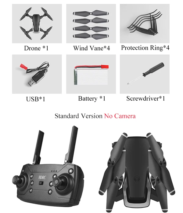 Black (no camera) Новое Квадрокоптер FPV широкоугольный WiFi камера HD RC Мини вертолет складная рука складной Дрон - Цвет: Black (no camera)