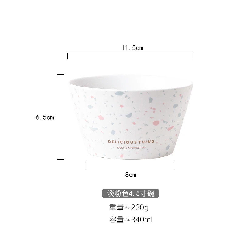 Pink Bowl Ретро чисто белый терраццо керамическая посуда работа Чаша Блюдо тарелка для завтрака обеденная тарелка набор полоскание щетка посуда чашки столовые приборы - Цвет: Pink Bowl