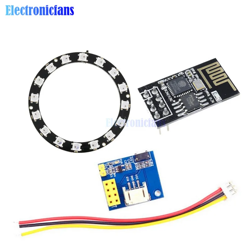 Светодиодный контроллер ESP8266 ESP-01 ESP-01S RGB, адаптер Wi-Fi, модуль для Arduino IDE WS2812 WS2812B, 16 бит светильник вое кольцо, Рождество DIY