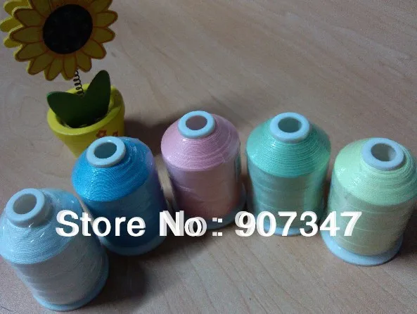 Нитки для вышивальной машины из 112 полиэстера, 5 цветов, светится в темноте-1000 м