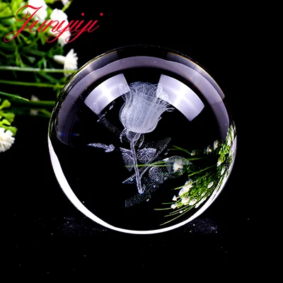 Just Ball Декоративный шар Роза Rlower миниатюрный 3D лазерная гравировка I Love You стеклянная сфера Хрустальный ремесло Домашний Декор подарок на день рождения орнамент - Цвет: Just Ball