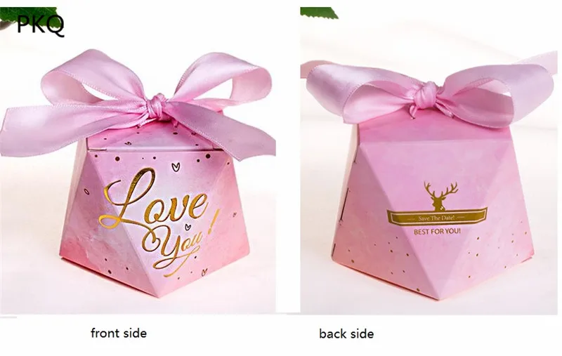 30 шт. розовый маленький бриллиант коробка конфет с лентой свадебной вечерние