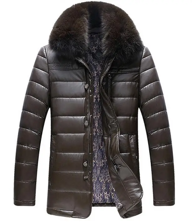 Зимняя мужская новая модная теплая куртка с воротником из лисьего меха | Мужская