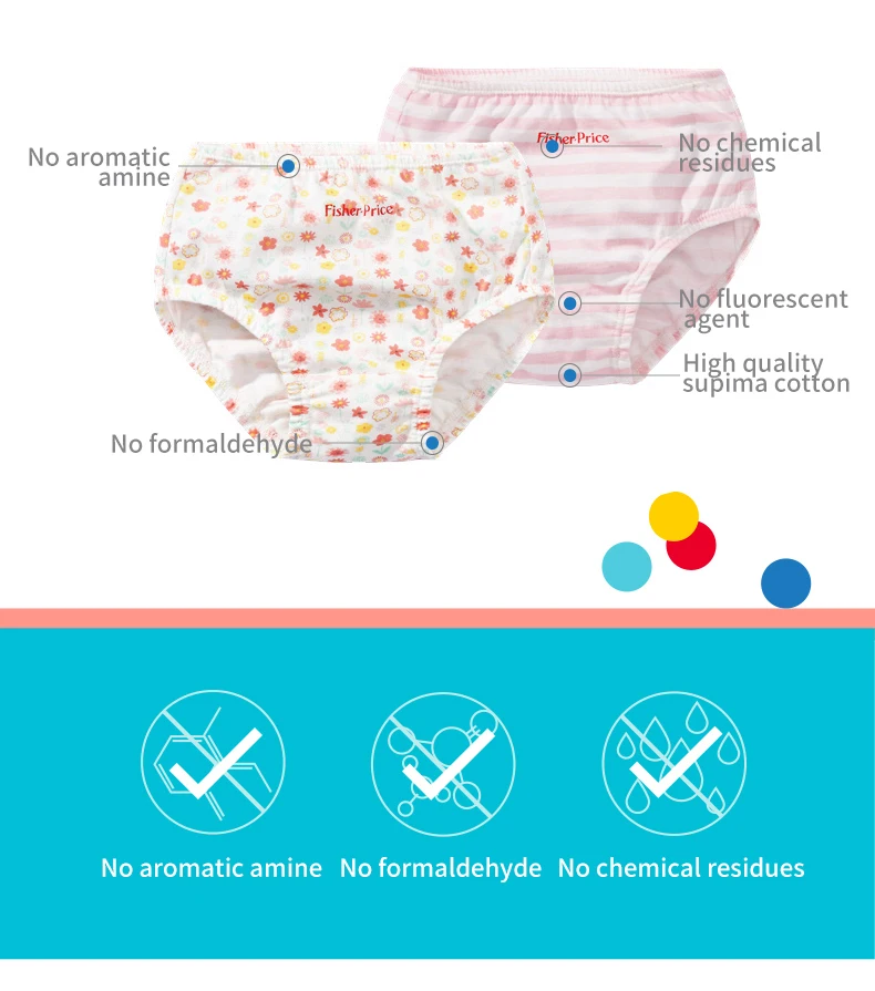 THREEGUN X Fisher-Price 2-4 Years Baby Underwear Panties Baby Girl Underwear Toddler Girl Underwear