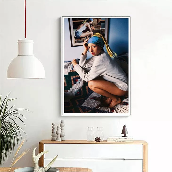 Девушка с жемчугом Серьги Chillo Искусство Холст плакат домашний декор | Дом и сад