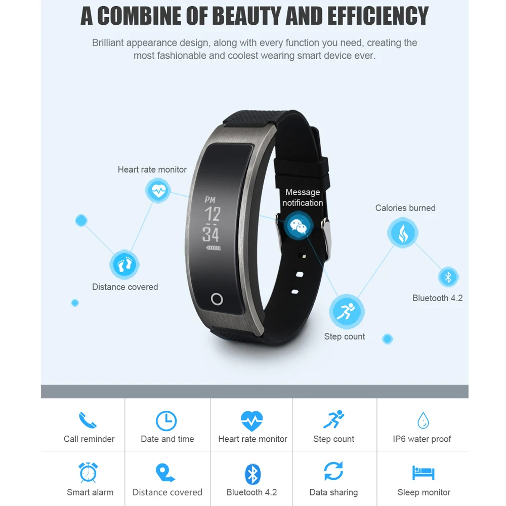 Новый Smart Браслет пульса Приборы для измерения артериального давления