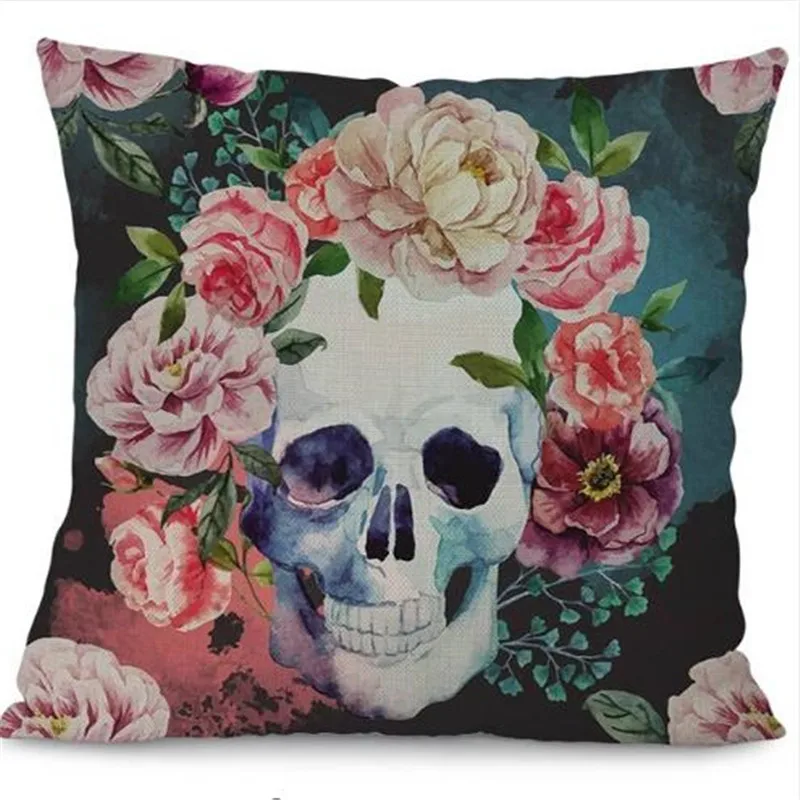 Сахарная кожа чехол в виде кофейного домика панк Череп искусство льняная смесь