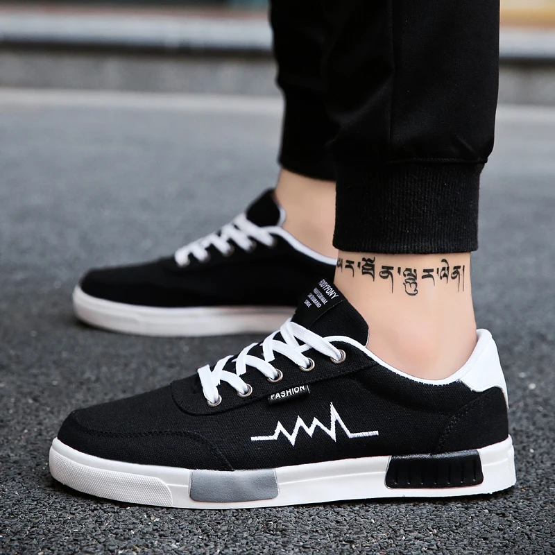 TRAANO 2019 New Spring Summer Canvas Shoes Men Sneakers Low top Black Casual Male Brand Fashion CC-211 | Обувь