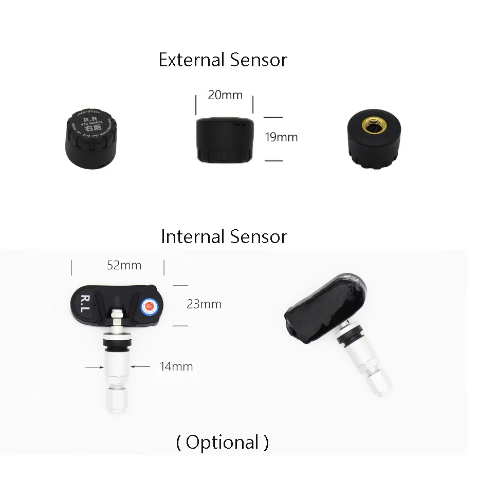 Солнечная TPMS система контроля давления в шинах беспроводной 4 внутренний/внешний