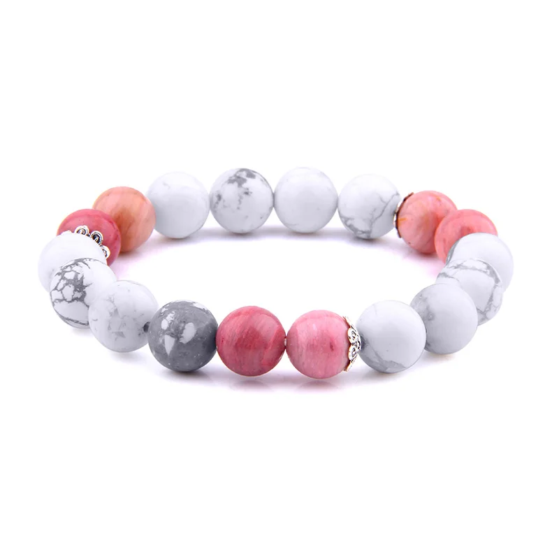10mm White Pine Tiger Eye Bracelets For Women Men Nature Agates Spotted stone Beads Bracelet Friendship Silver Charm | Украшения и