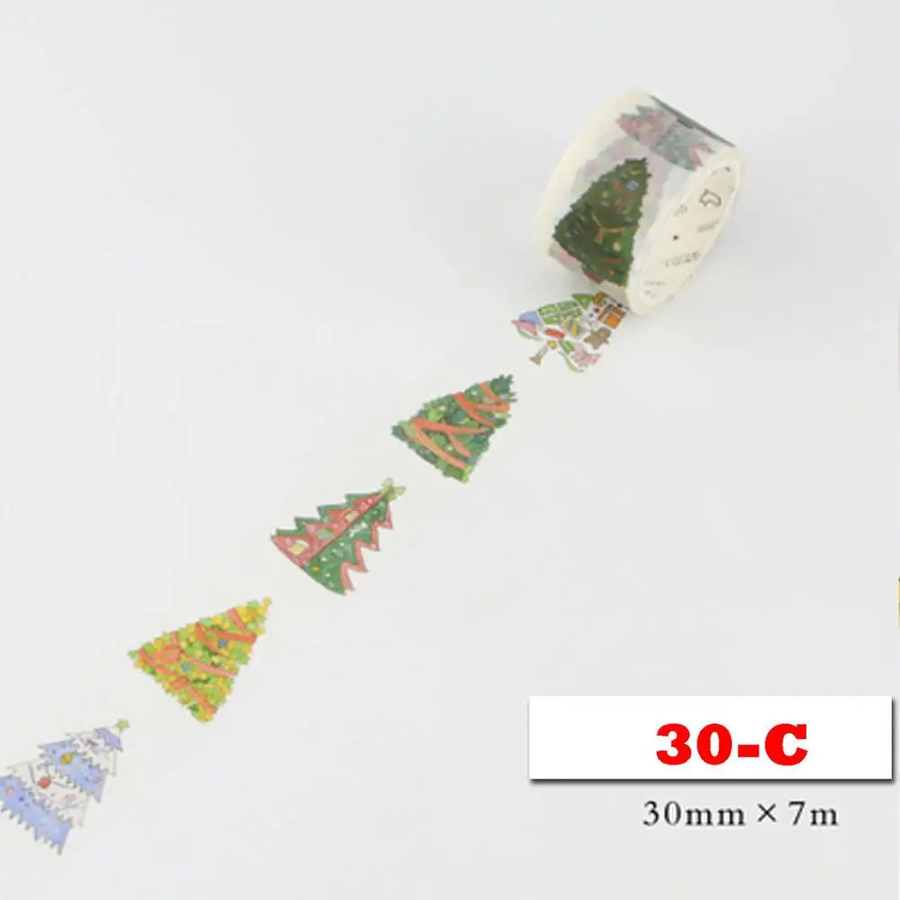 Набор из 3 рулонов, 1,18 дюймов маски для рождества, лента, 4 дизайна, рождественские открытки, украшение для вечеринки, планировщик, сделай сам, проекты ручной работы - Цвет: 30C