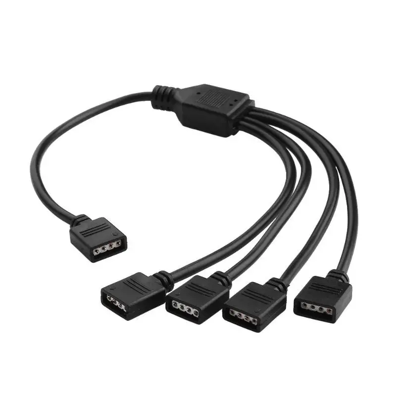 4 Pin практичный женский 3528/5050 RGB Светодиодные ленты огни разветвитель, соединительный кабель круглые светодиодные лампы аксессуары к осветительным приборам черный - Цвет: 1 to 4
