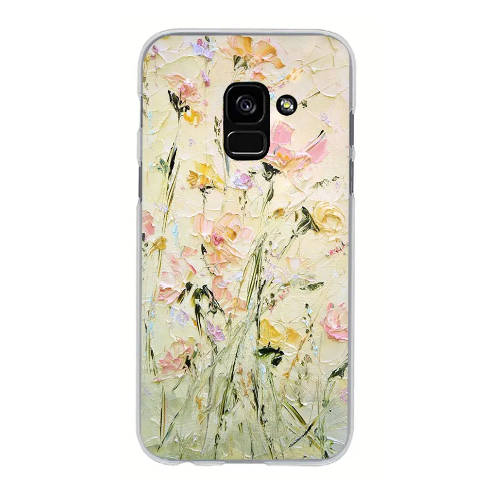 H1 oil painting flowers Hard phone cover case for Samsung Galaxy A3 5 A6 7 8 9 A10 30 40 50 70 - Цвет: H1