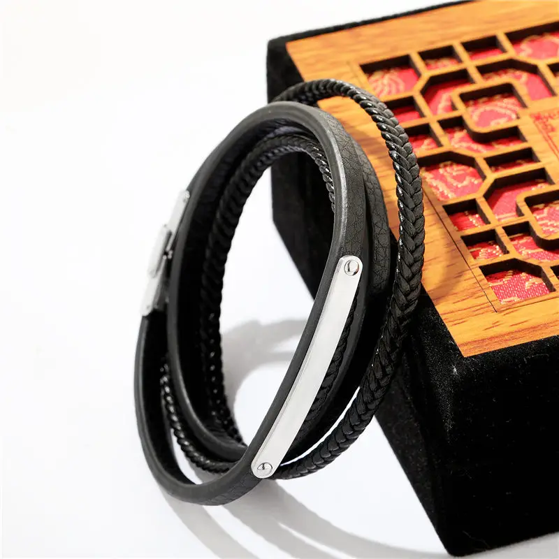 V.YA Multi-Layer Leather Bracelets &amp Bangles for Men Women Fashion Retro Gold Silver Color 200mm Braided Rope Man Jewelry Gift |