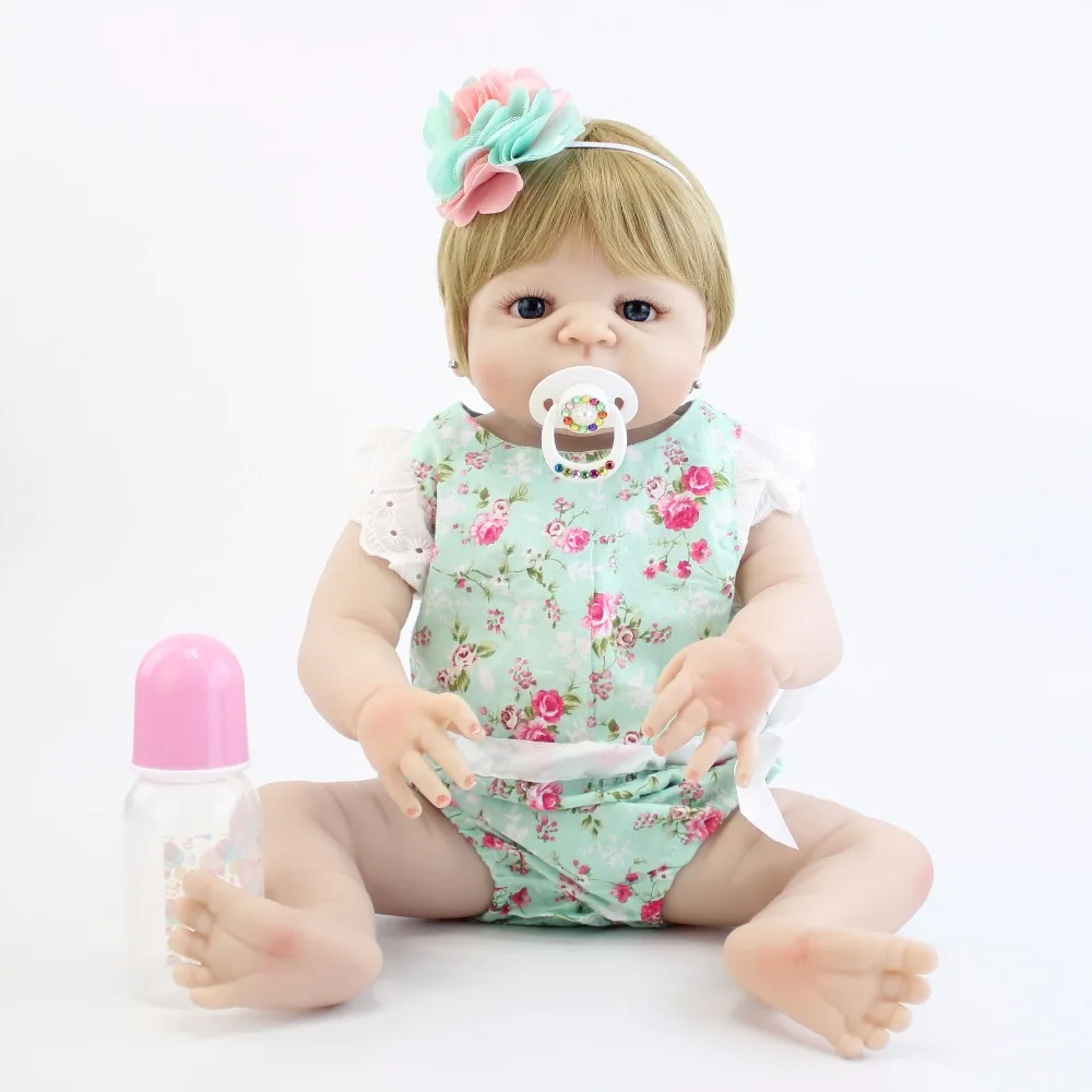 55 см полный силикона Reborn Baby Doll как настоящие виниловые сладкий Новорожденный