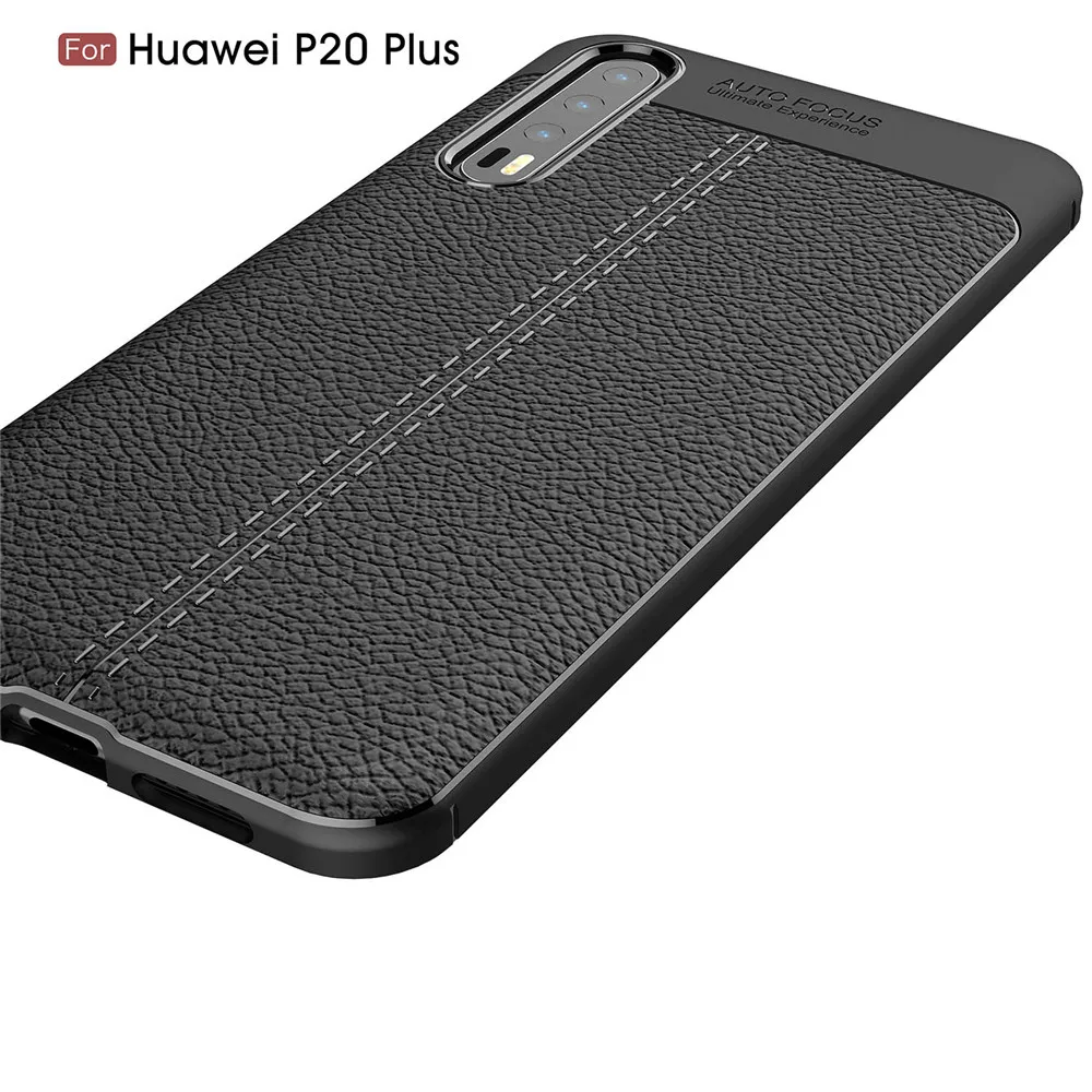 For Huawei P20 Plus Lite Hybrid Soft Matte Skin Litchi Texture Case Shockproof Bumper Business Cover Nova 3E P11 |