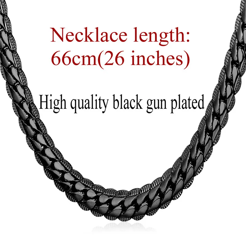 black gun plated26in Мужское ожерелье в стиле панк, Черное золото, кубинское ожерелье s, мужское Ожерелье t, ювелирные изделия N739G - Окраска металла: black gun plated26in
