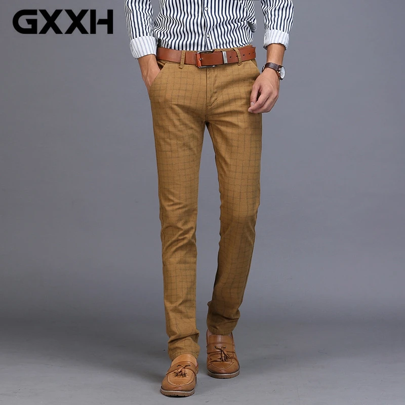 Для Мужчин's Бизнес Повседневное брюки тенденция Дизайнер Хлопок Slim Fit