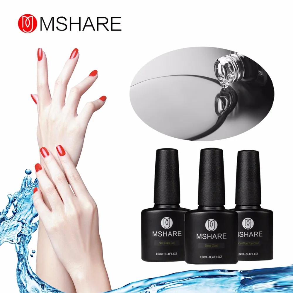MSHARE 3pcs / lot армирующий гель + без протирания верхний базовый слой грунтовки для