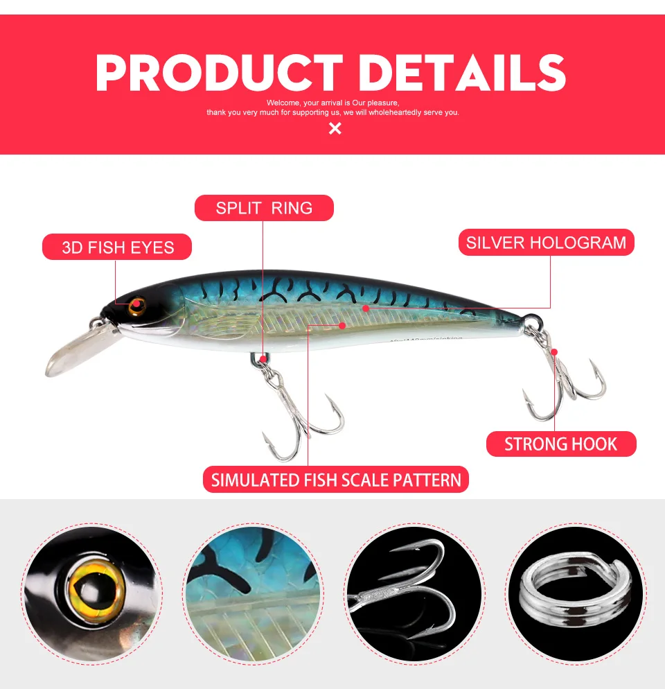 Kingdom Fishing Приманка гольян приманка воблеры 140 мм/40 г Джеркбейт искусственная жесткая приманка сильные Крючки глубина 0,8 м-2,4 М Модель 5382A/B