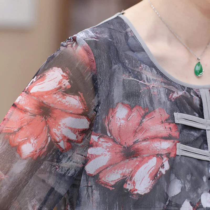 Рубашка женская с полурукавами и цветочным принтом модная Повседневная Блузка
