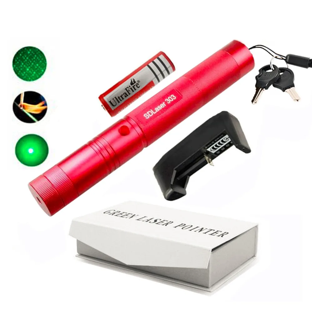 

Powerful 303 Green Laser Pointer High Power 5mw 532NW Adjustable Focus Burning 2 in 1 Starry Green Lazer Pen Set