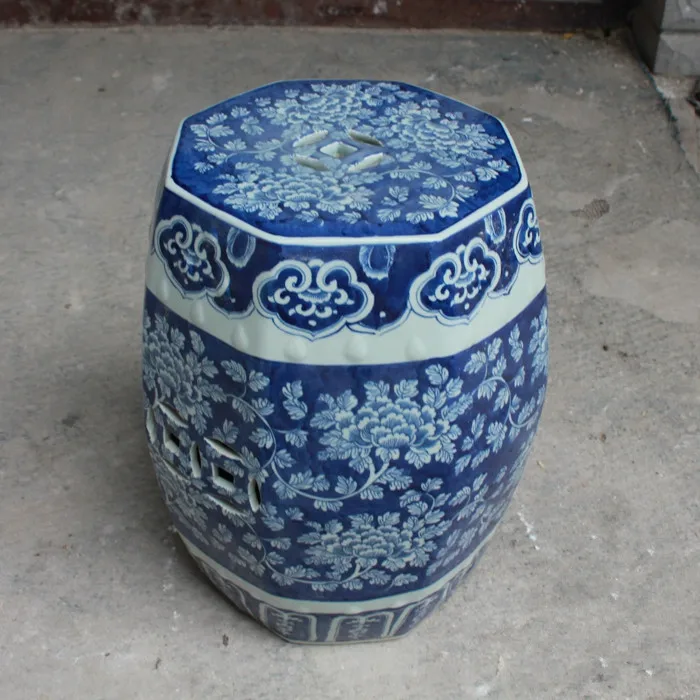 Античный стул для туалетного столика барабанный китайский табурет фарфоровый