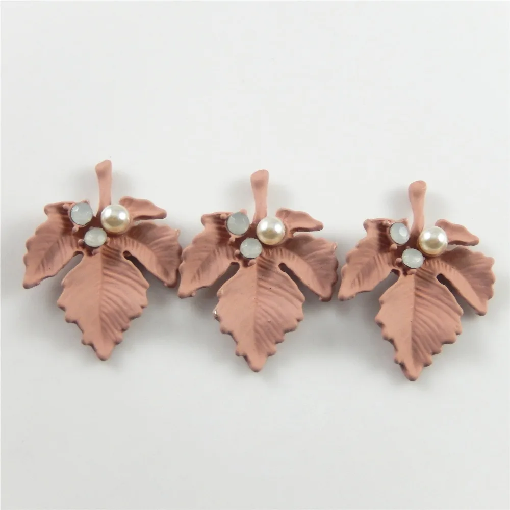 10PCS Pink Tree Leaves Pearl Vintage Zinc Alloy Maple Feather Pendants Charms for Necklace DIY Jewelry Findings Gifts | Украшения и