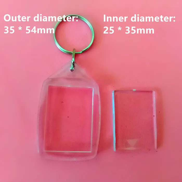 

FREE SHIPPING 50 PCS Cuspate Shaped Transparent Blank Insert Photo Picture Frame Key Ring Split keychain