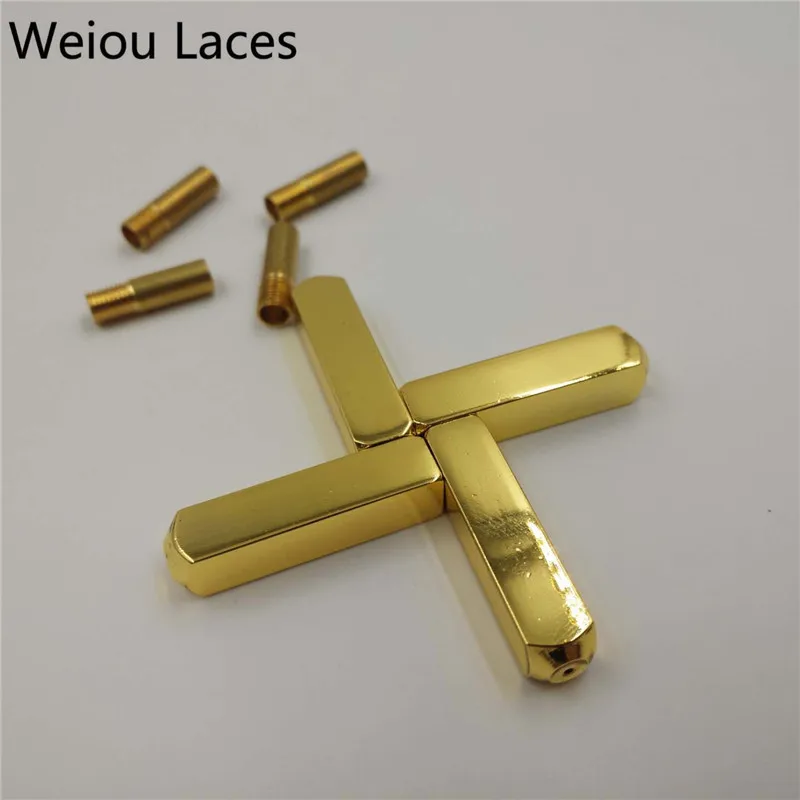 Weiou 4 шт./1 Набор 6*6*25 мм Роскошные прямоугольные зеркальные металлические наконечники V2 Сменные кроссовки с шнурками подарок