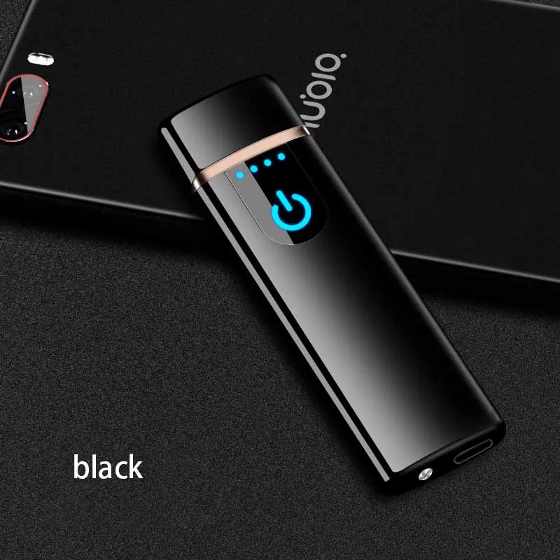 Usb-зажигалка электронная Лазерная зажигалка с логотипом Turbo Tugsten Зажигалка для курения - Цвет: black