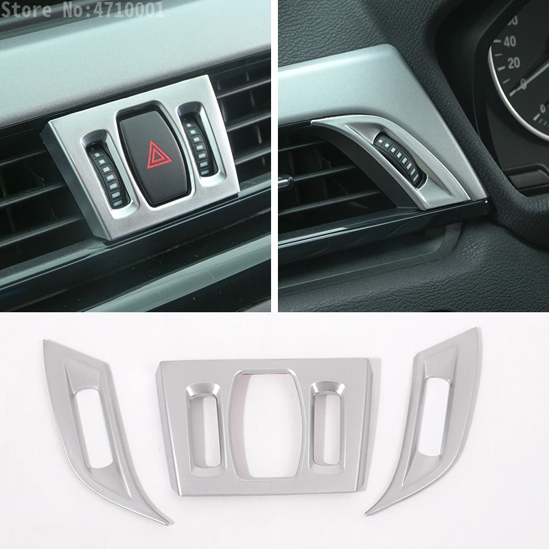 

3Pcs ABS Chrome Inner Middle Center Console AC Vent Frame Cover Trim Stickers For Bmw X1 f48 2016-2018 X2 F47 2018