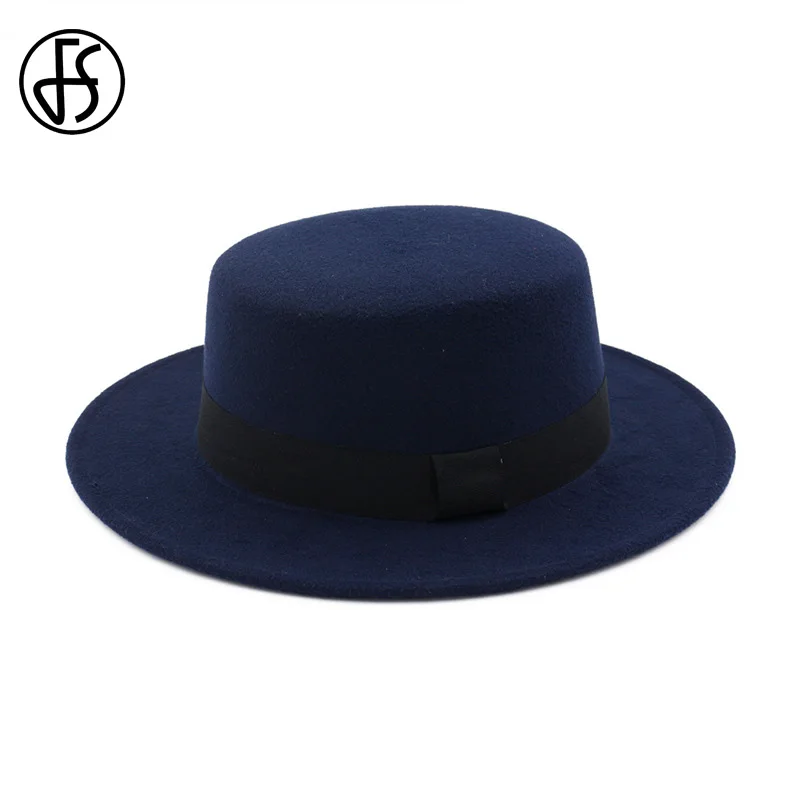 Женская/мужская фетровая шляпа трилби FS шерстяная Панама с плоским верхом
